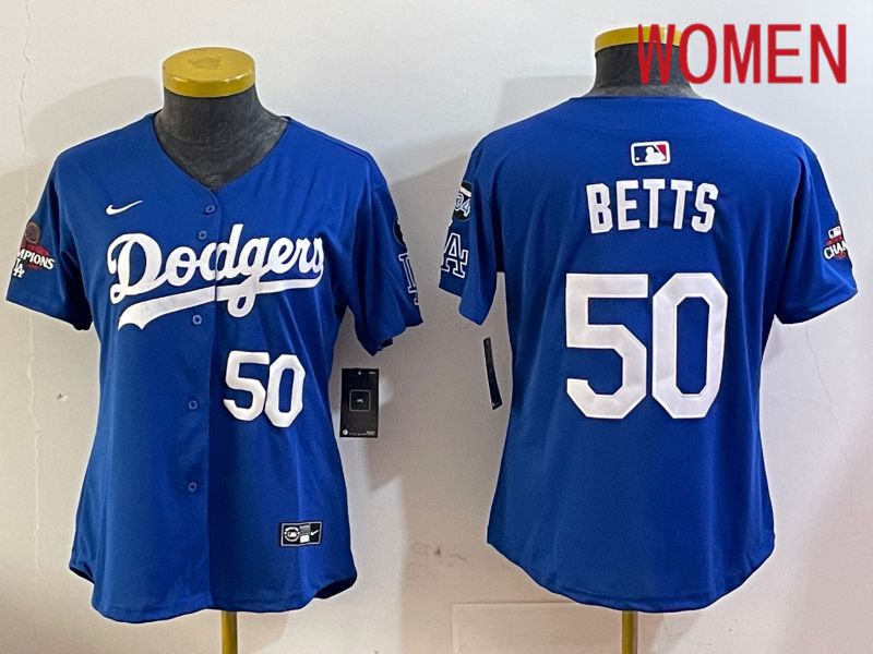 Women Los Angeles Dodgers #50 Betts Blue Game 2024 Nike MLB Jersey style 12052